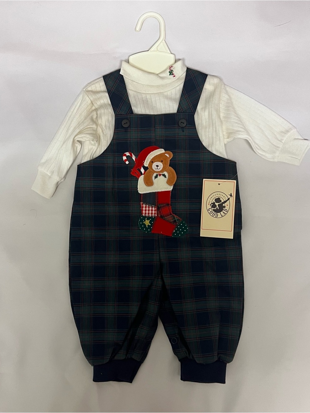 Vintage Good Lad Baby
Christmas Plaid Overall & Turtleneck Set 6-9 Months